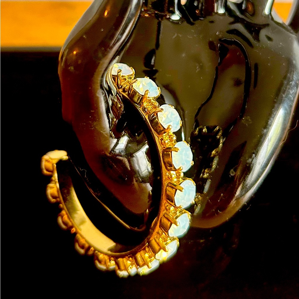 Gold Opal-Effect Crystal Hoop Bracelet - Women Jewelry Bracelets